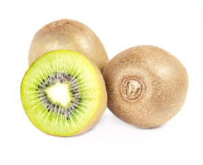 Obraz premium Fresh kiwi fruits on white background