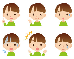 子供　男の子　表情ポーズ　セット
