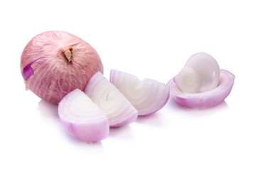 Shallots on white background