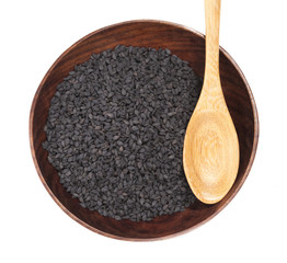 Pile of black sesame seeds isolated