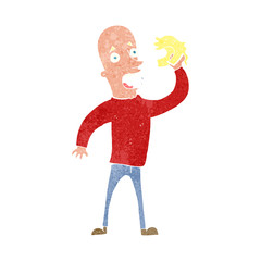 cartoon bald man with wig