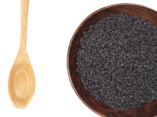 Pile of black sesame seeds isolated