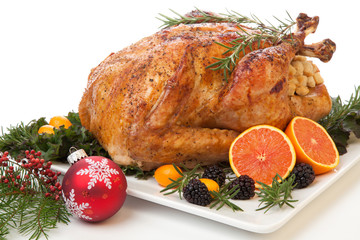 Stuffed Roasted Turkey on white