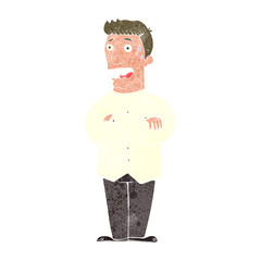 cartoon nervous man sweating