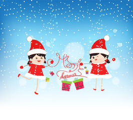 happy merry christmas with funny kids