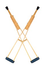 pair of Wooden crutches on white background