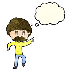 cartoon seventies style man disco dancing with thought bubble