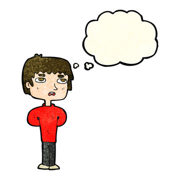 recommend clip art: cartoon unhappy man with thought bubble