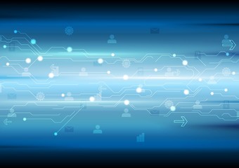 Naklejka premium Blue tech abstract background with circuit board