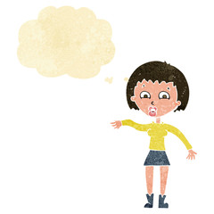 cartoon surprised woman with thought bubble