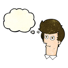 cartoon staring face with thought bubble