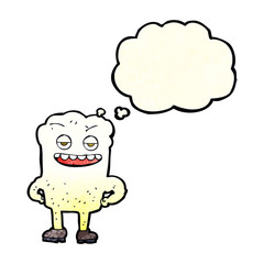 cartoon tooth looking smug with thought bubble