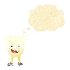 cartoon tooth looking smug with thought bubble