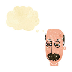 cartoon annoyed old man with thought bubble