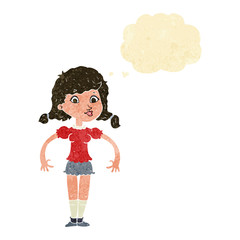 cartoon pretty girl with thought bubble