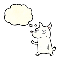 Obraz na płótnie Canvas cartoon little dog waving with thought bubble