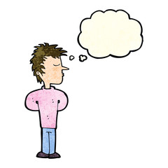 cartoon man ignoring with thought bubble