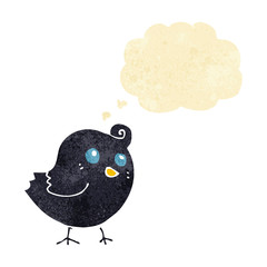 cartoon bird with thought bubble