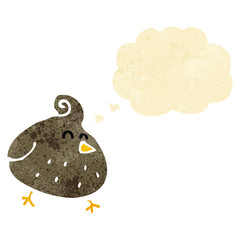 cartoon bird with thought bubble