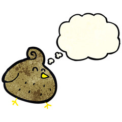 cartoon bird with thought bubble