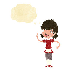 cartoon maid with thought bubble