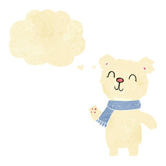 cartoon cute polar bear cub with thought bubble
