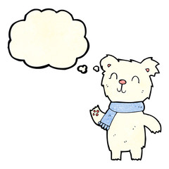 cartoon cute polar bear cub with thought bubble
