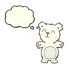 cartoon cute polar bear cub with thought bubble