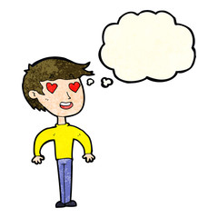 cartoon man in love with thought bubble