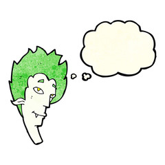 cartoon vampire head with thought bubble