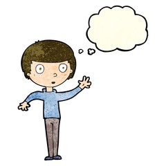 cartoon staring boy with thought bubble