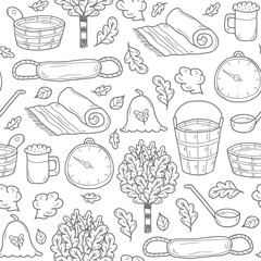 Sauna hand drawn seamless background