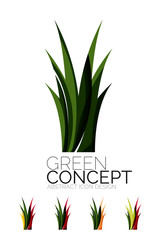 Set of abstract eco plant icons, business logotype nature green concepts, clean modern geometric design