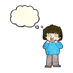 cartoon worried boy with thought bubble