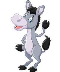 Funny cartoon donkey waving hand