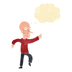 cartoon angry old man with thought bubble