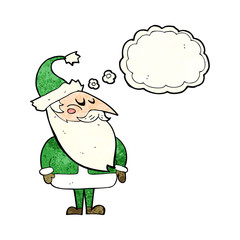 cartoon santa claus with thought bubble