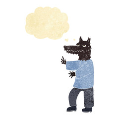 cartoon werewolf with thought bubble