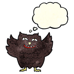 cartoon happy owl with thought bubble