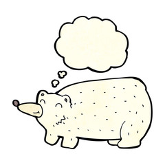 funny cartoon polar bear with thought bubble