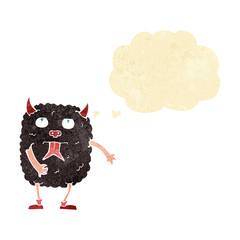 funny cartoon monster with thought bubble