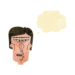 cartoon angry face with thought bubble