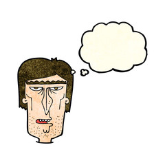 cartoon angry face with thought bubble