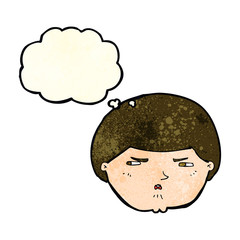 cartoon annoyed man with thought bubble