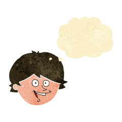 cartoon happy boy face with thought bubble