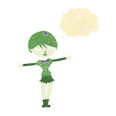 cartoon vampire girl with thought bubble