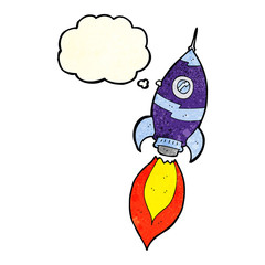 cartoon spaceship with thought bubble
