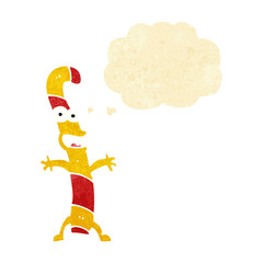 cartoon candy cane with thought bubble