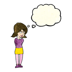 cartoon annoyed woman with thought bubble