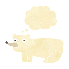 funny cartoon polar bear with thought bubble